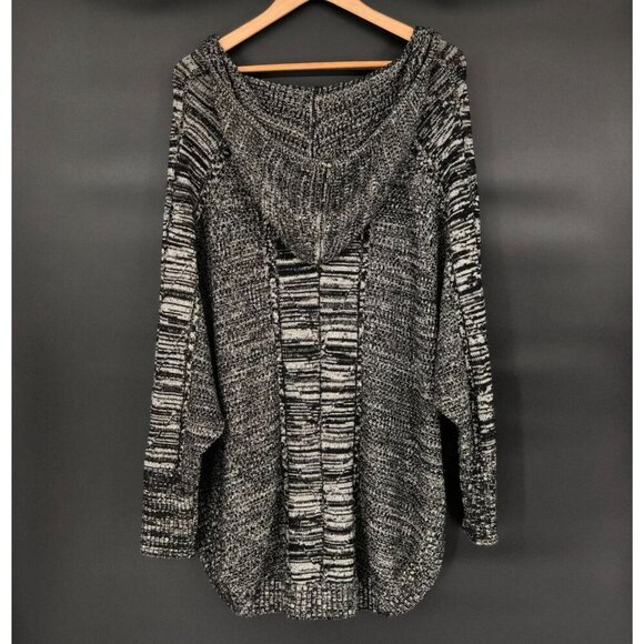 Athleta Oversized Knit Hooded Sweater Poncho XL Gray Merino Wool Blend Dolman - Picture 2 of 7